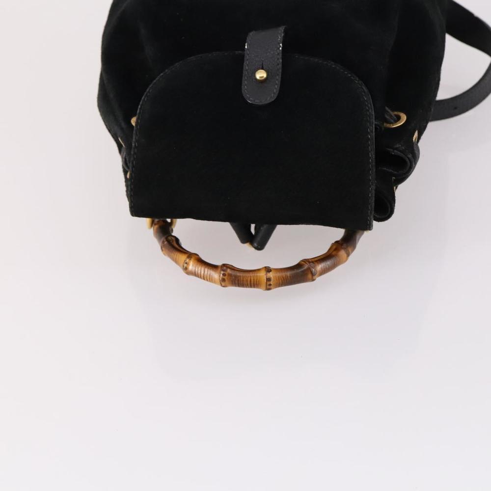 GUCCI Bamboo Backpack Suede Black Gold 003 2058 0030 Auth ep10853 - Picture 6 of 16